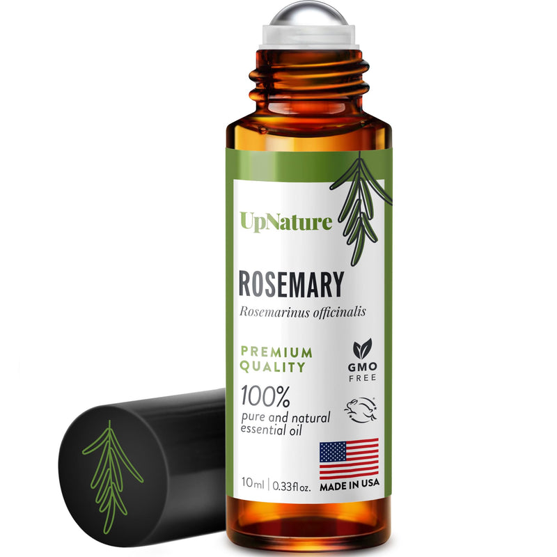 UpNature Rosemary Essential Oil Roll On – Topical Rosemary Oil for Hair & Skin - Premium Aromatherapy Oils - Enhance Focus - Pre-Diluted