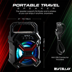 Portable Wireless Bluetooth Speaker with TWS Function - Rechargeable Bluetooth Speaker - LES flashing Lights